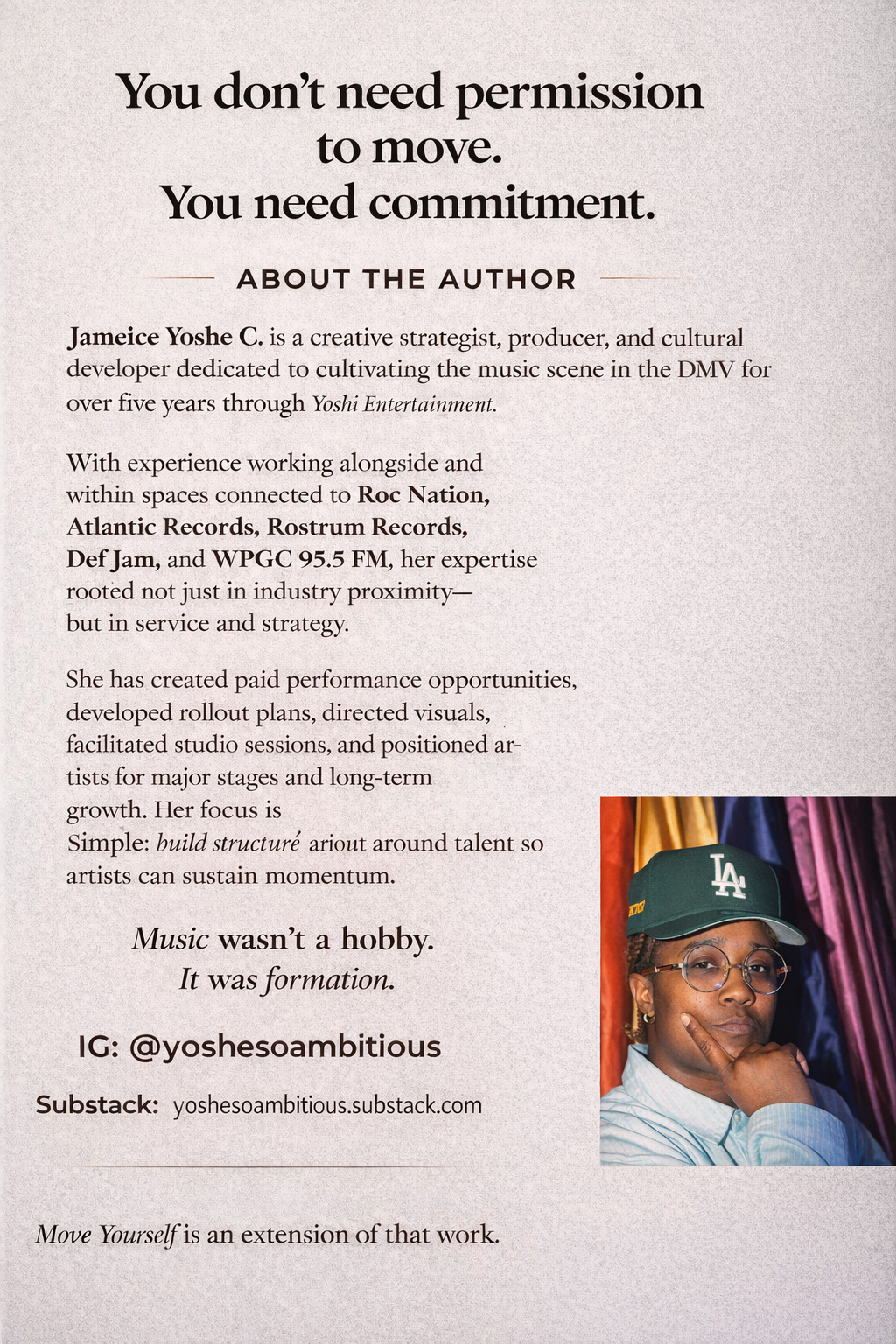 MOVE YOURSELF:  Structure, Visibility, and Leadership for Artists Who Are Done Waiting
